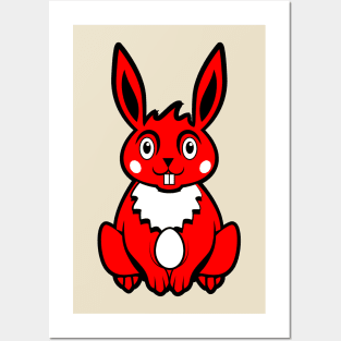 Red Colored Easter Bunny Posters and Art